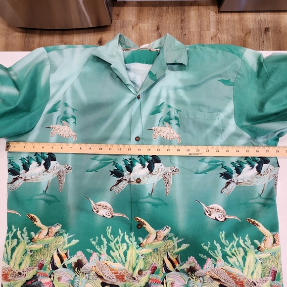 Ky's Vintage Hawaiian Shirt Mens 3XL Green Turtles Button Up Cotton Made in USA - Picture 9 of 11